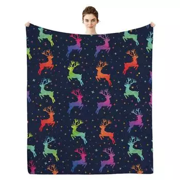 Фланелевое одеяло с принтом лося для сна; Покрывало; Одеяло 100 * 130CM ]