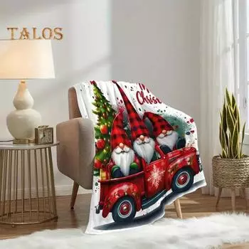 Фланелевое одеяло в рождественском стиле с принтом гнома, украшение для кровати и дивана, максимальный комфорт, фланелевое супер теплое одеяло для дивана и офиса, зимнее одеяло S