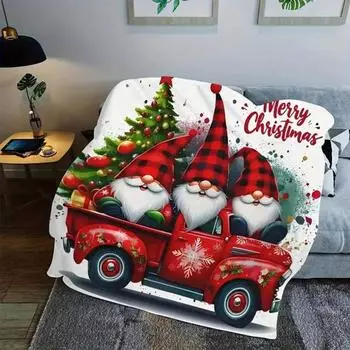 Фланелевое одеяло в рождественском стиле с принтом гнома, украшение для кровати и дивана, максимальный комфорт, фланелевое супер теплое одеяло для дивана и офиса, зимнее одеяло S