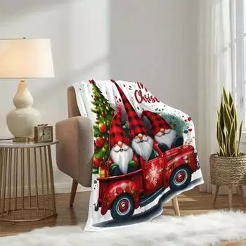 Фланелевое одеяло в рождественском стиле с принтом гнома, украшение для кровати и дивана, максимальный комфорт, фланель S