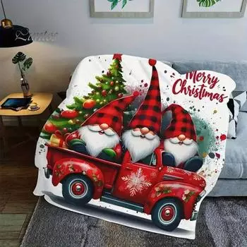 Фланелевое одеяло в рождественском стиле с принтом гнома, украшение для кровати и дивана, максимальный комфорт, фланелевое супер теплое одеяло для дивана и офиса, зимнее одеяло S