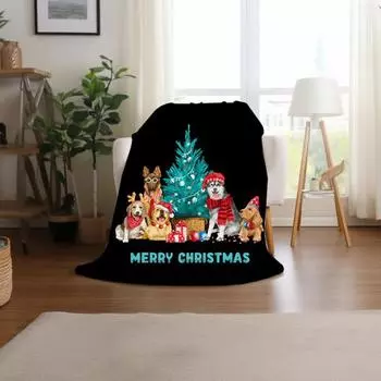 Фланелевое одеяло в рождественском стиле, уютное мультяшное домашнее животное, мягкое удобное праздничное тематическое одеяло B
