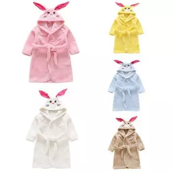 Фланелевой детский халат, плащ с кроликом и капюшоном для девочек и мальчиков, одежда для сна с кроликом, банные полотенца, детский мягкий халат, пижама, детская одежда 120
