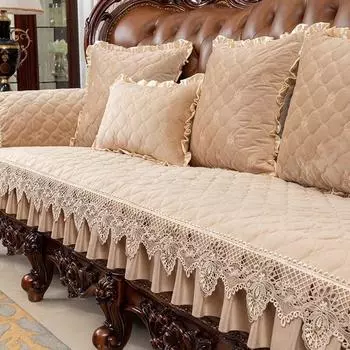 Фланелевой стеганый чехол для дивана в европейском стиле, осенне-зимний теплый диван, подушка, роскошное украшение для дома, гостиной, чехол 65x70cm 1pc