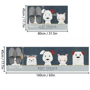 Фланелевый длинный пушистый простой кухонный коврик, впитывающий воду и масло, нескользящий напольный коврик для ванной комнаты, мягкий грязеотталкивающий коврик 450MMx800MM