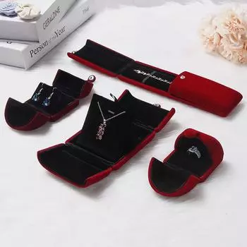 Фланелевый двухстворчатый футляр для украшений: Кольцо, ожерелье, браслет, хранение жемчуга