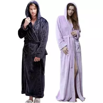 Фланелевый халат кимоно халат платье для влюбленных пижамы сексуальная ночная рубашка толстая теплая зимняя мужская домашняя одежда женская ночная рубашка для отдыха M