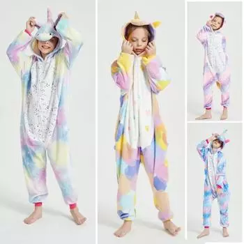 Фланелевый комбинезон для отдыха с эксклюзивной шапочкой в виде животного, яркая цветная пижама с длинным рукавом и звездным узором в мультяшном стиле, повседневная одежда для отдыха для детей S