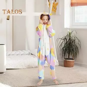 Фланелевый комбинезон для отдыха с эксклюзивной шапочкой в виде животного, яркая цветная пижама с длинным рукавом и звездным узором в мультяшном стиле, повседневная одежда для отдыха для детей S синий