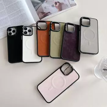 Фланелевый однотонный мягкий магнитный чехол для iPhone 16 Pro Max 15 14 13 12 Pro металлический кронштейн для объектива противоударный для MagSafe тонкий чехол для телефона iPhone 16 чёрный