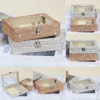 Фланелевый ящик для хранения украшений Diamond для дома — идеально подходит для часов, сережек и колец