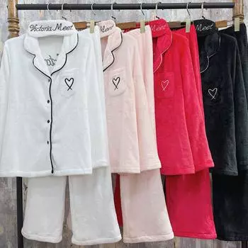 Фланелевый сексуальный вышитый любовный свитер с лацканами, домашняя одежда, пижамы, теплая женская ночная одежда, зимняя новая домашняя одежда One size белый