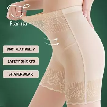 Flarixa, бесшовные кружевные защитные брюки с высокой талией, женские трусики с подтяжкой бедер, плоский живот, летние шорты, послеродовые моделирующие моделирующее тело