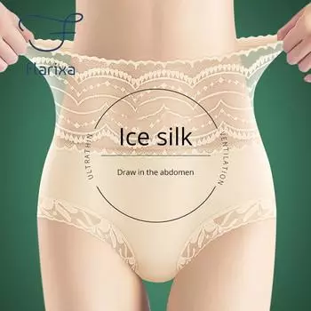 Flarixa бесшовные трусики из ледяного шелка для женщин, трусики со средней талией для контроля живота, дышащие кружевные трусы для девочек, женские трусы, летние
