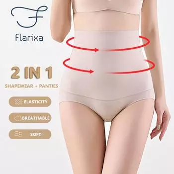 Flarixa Бесшовные трусики из ледяного шелка с высокой талией для живота, тренажер для талии, корректирующее белье для бедер, женские трусики для коррекции фигуры, корсет M чёрный