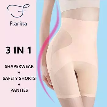 Flarixa, бесшовные защитные трусики из ледяного шелка с высокой талией, подтяжка бедер, плоский живот, женское корректирующее белье, летние бесшовные женские трусы-боксеры