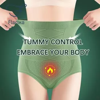 Flarixa, бесшовные женские трусики с высокой талией, послеродовые трусы с подтяжкой бедер, дышащее нижнее белье больших размеров, тонкие трусы M чёрный
