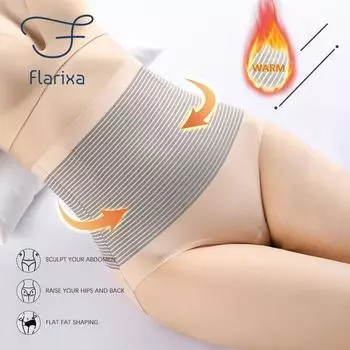 Flarixa Большие размеры послеродовые брюки с высокой талией для живота, корректирующие фигуру, бесшовные женские трусики с подтяжкой бедер, утягивающее женское нижнее белье M чёрный