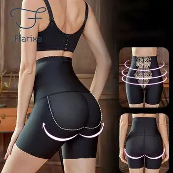 Flarixa Брюки для контроля живота с вышивкой, женские трусы, утягивающие брюки, идеальное закрывающее белье, женское бодишейпер M бежевый