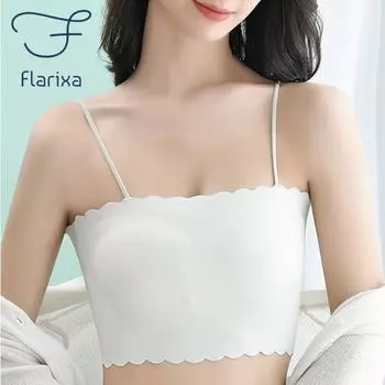 Flarixa, бюстгальтер без косточек с тонкими ремешками для девочек, сексуальное женское белье, топ без бретелек, нижнее белье, женский бюстгальтер, бюстгальтеры из ледяного шелка One size зелёный