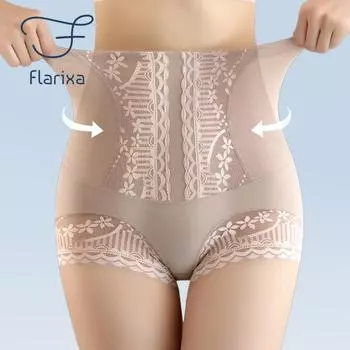 Flarixa летние трусики из ледяного шелка для женщин, корректирующие трусики с высокой талией, послеродовые трусики с контролем живота, трусики с подтяжкой бедер, корректирующие фигуру XXL бежевый