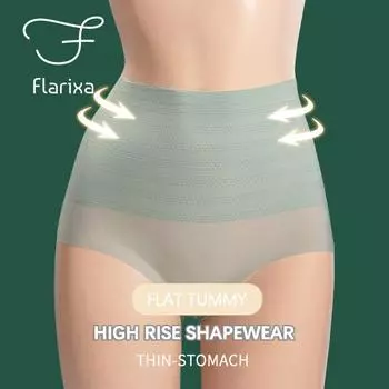 Flarixa, нижнее белье для коррекции живота с высокой талией, женские трусы для подтяжки ягодиц, бесшовные хлопковые трусы с промежностью, женские трусы из ледяного шелка