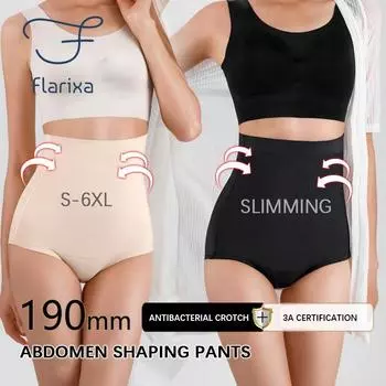Flarixa S-6XL трусики больших размеров 2 в 1, корректирующее фигуру, нижнее белье с высокой талией, бесшовные женские трусики для живота, утягивающее белье, формирователь S серый
