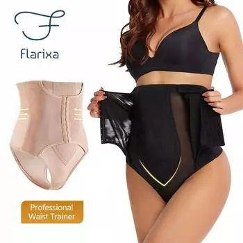 Flarixa Тренажер для талии Body Shaper Нижнее белье для похудения живота Трусики с высокой талией на плоской подошве для живота Корректирующее средство для ягодиц Плюс размеры стринги