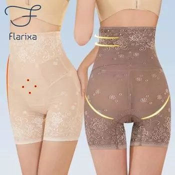 Flarixa Трусики с высокой талией на плоской подошве, корректирующие живот, женские брюки для коррекции фигуры, большие размеры, утягивающее нижнее белье, шорты-боксеры под юбкой M кофейный