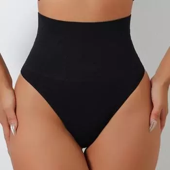 Flarixa Высокая талия Бесшовные утягивающие трусики-стринги с эффектом утяжки живота Утягивающие трусики-бикини с антизакручивающимся краем Дышащие Комфортные Влагоотводящие S чёрный