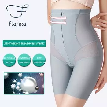 Flarixa Waist Trainer Компрессионные трусики Бесшовные женские боксеры с высокой талией на молнии Прочные плоские трусики для живота Утягивающее нижнее белье XL чёрный