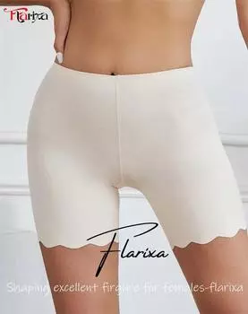 Flarixa защитные брюки из ледяного шелка с шортами с высокой талией, защитные под юбкой, женские боксеры, нижнее белье, антифрикционные трусики L бежевый