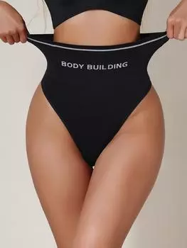 Flarixa женские бесшовные стринги с высокой посадкой, корректирующие стринги для живота, корректирующее белье, нижнее белье для похудения, черные трусики для бодибилдинга S чёрный