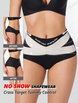 FLARIXA Женские трусы-брифы с высокой талией для контроля живота, моделирующие фигуру, поднимающие бедра, бесшовное нижнее белье XS чёрный