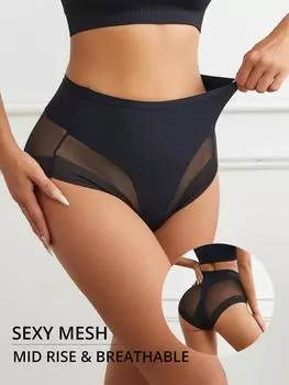 Flarixa женские трусы средней посадки дышащие сексуальные сетчатые трусы охлаждающие контрастные сетчатые трусики M