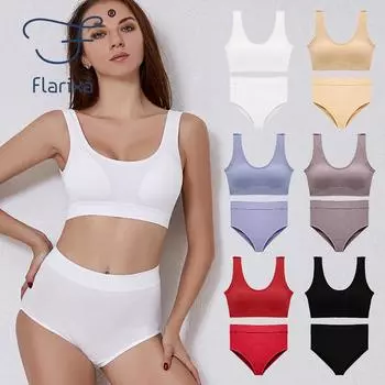 Flarixa женский бесшовный комплект с бюстгальтером, сексуальные трусики с высокой талией, без косточек, без косточек, бюстгальтер без спинки, нижнее белье, беспроводной бюстгальтер, женское нижнее белье