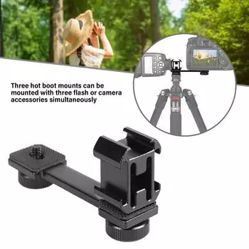 Кронштейн для вспышки 3 в 1 Адаптер для горячего башмака Многофункциональный удлинитель для аксессуаров камеры Держатель микрофона