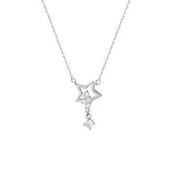 Flash Diamond Star Necklace Women s Light Luxury Niche Design Sense Star Collarbone Chain Stainless Steel