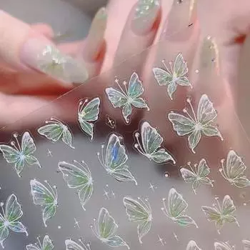 Флэш-фрагмент, ракушка, свет, бабочка, высококачественные наклейки для ногтей, весенний дизайн ногтей, наклейка, маникюрный инструмент 1Pcs
