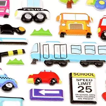 Флэш-музыка, милый, забавный автомобиль, трехмерные 3D-наклейки с пузырьками, наклейки для мальчиков и малышей в детском саду