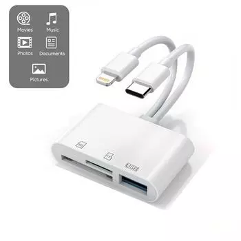 Флэш-накопитель USB TF 4-в-1 Type-C, мобильное хранилище OTG, фотодиск, U-drive, устройство чтения карт SD/TF с Type-C, многофункциональный адаптер OTG, подключи и работай Four in one