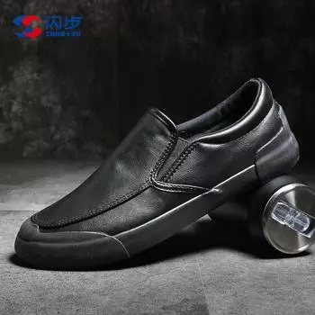 Flash Step One-Pedal Мужские туфли Низкие ленивые туфли Повседневные шапочки Кожаные туфли Мужские сноуборд-туфли Tide 38 коричневый