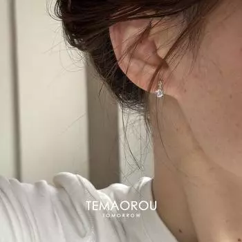 Flash Zircon Silver Ear Buckle Women s Korean Series Light Luxury Versitile Fashion Temperament Ear Studs Ear Piercing One pair of silver flash drill ear buckles