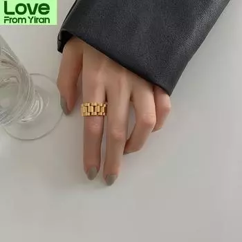 Flashbuy Новое толстое массивное кольцо-цепочка с витыми звеньями из золота и нержавеющей стали, стильные кольца для женщин и мужчин в стиле хип-хоп, модные ювелирные изделия Bague 6size