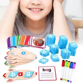 Флэшкарты Алфавит Головоломка Игрушки Буквы Правописание Блок Английские Слова Карточка Алфавит Правописание Игра 1 set