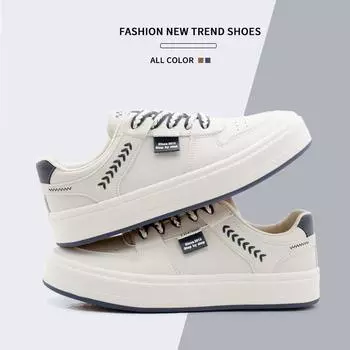 Flat baseplate shoes men s new spring trend fashion casual sports shoes youth breathable fashion color matching leather shoes men 39