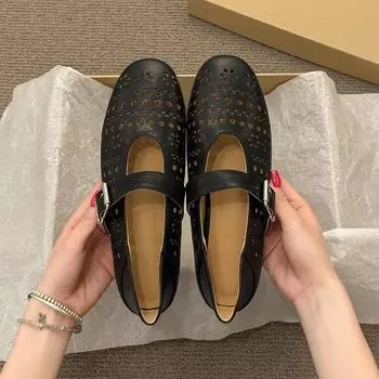 Flat Bask Shoes Women s New Super Soft Headband Sandals Perforated Breathable Shoes Dance Shoes 35 чёрный