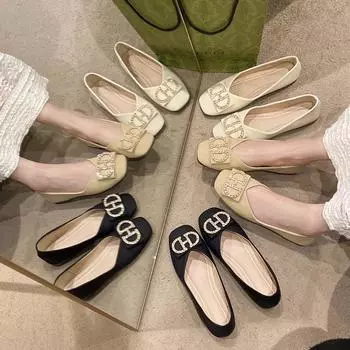 Плоские туфли с плоским дном и неглубоким горлом, женские туфли на шпильке 2024 года, новые модные туфли в стиле феи, нежные вечерние туфли 35 бежевый