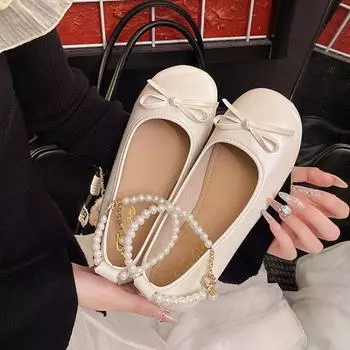 Flat bottom gentle simple single shoes new shallow mouth shoes with skirt round head Mary Jane women s shoes 35