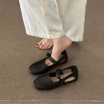 Flat bottom hollow bag head sandals women s new design sense niche Mary Jane shoes with sandals 35